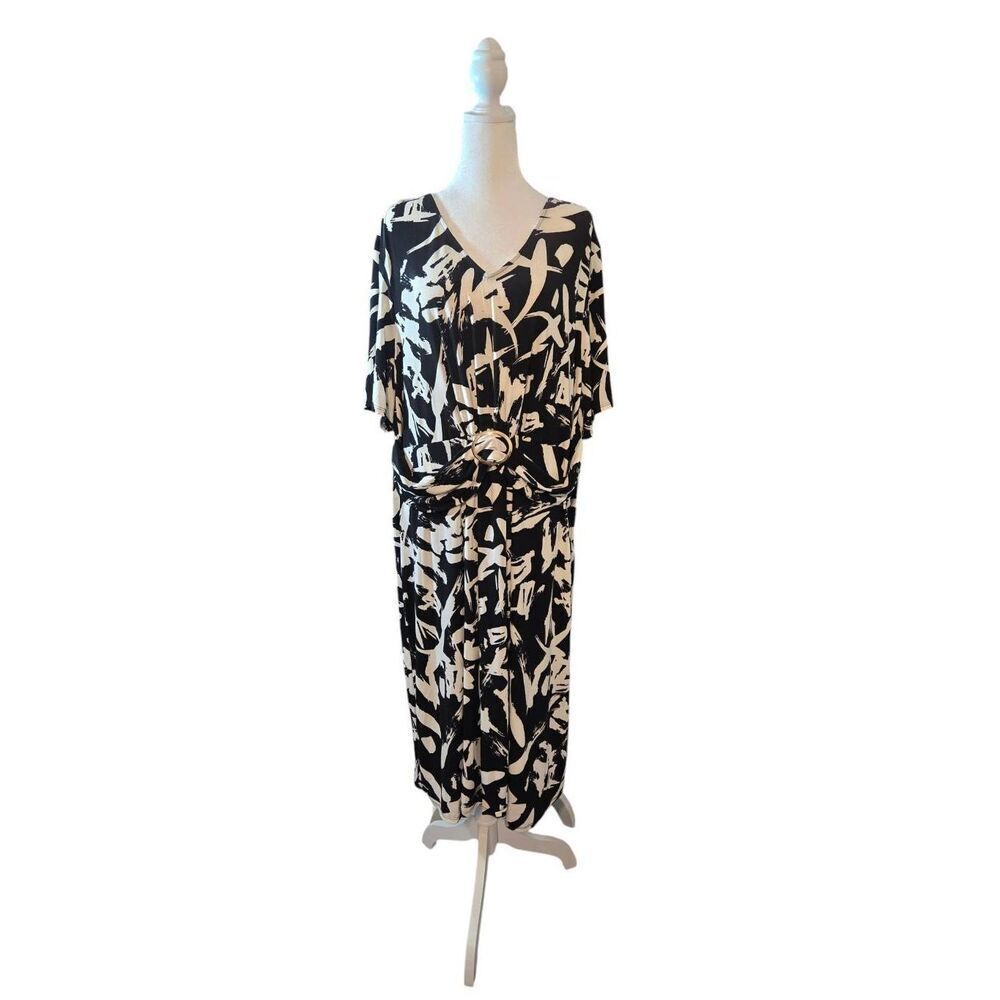 Anthony Original Women's Size 2X Black/White Midi Flare Dress